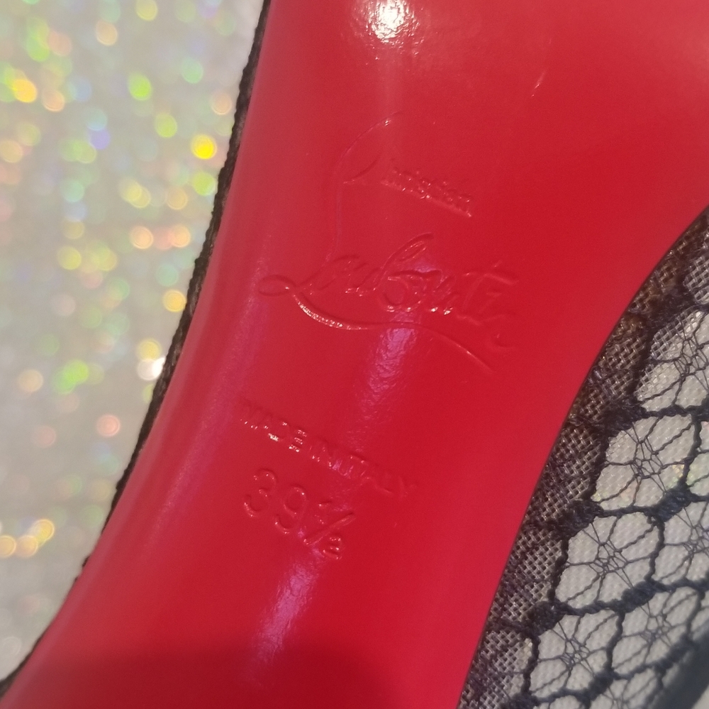 Louboutin Black Lace and Suede Neoalto 100mm Dentelle Resille Complete Set - Picture 8 of 14